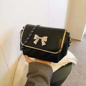 Корейская версия сумки с ромбовидной цепочкой, женская сумка-мессенджер 2024 года, новая летняя сумка через плечо в этом году, персонализированная маленькая квадратная сумка чёрный