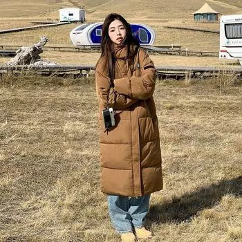 Корейская версия свежей хлопковой одежды для женщин выше колена до щиколотки, утолщенная, чтобы сохранять тепло, зимнее пальто для девушек для женщин S