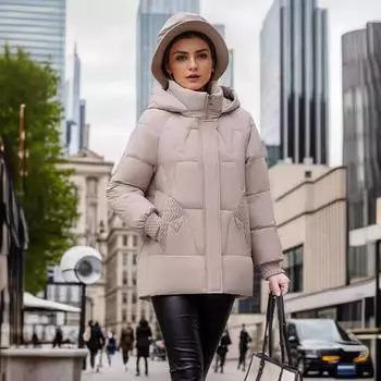 Корейская версия свободной хлопковой одежды, женская зимняя короткая одежда 2024 года, новая студенческая мода, утолщенная одежда из хлопка, пальто XXL чёрный