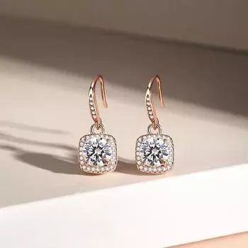 Корейская версия Temperament Light Luxury Sugar Cube Серьги для девочек Ниш Изысканные серьги из розового золота