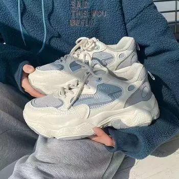 Корейская версия толстой подошвы с увеличенным дышащим эффектом, женские кроссовки 2024 года, новая мода, повседневная, простая женская обувь, осеннее время 35 белый