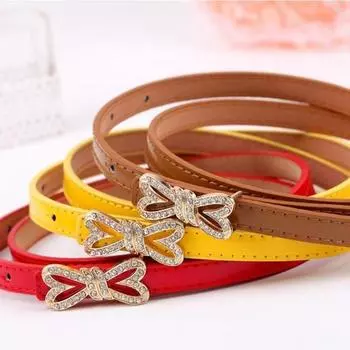 Корейская версия тонкого женского пояса, инкрустированного стразами и бриллиантами, модный универсальный пояс, тонкий пояс в форме бриллиантового сердца, женский пояс, полый 100-135CM красный