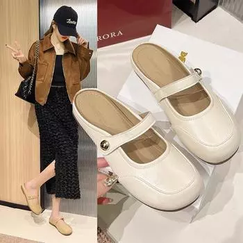 Корейская версия удобной верхней одежды, полутапочки с сумкой на голову, женские летние тапочки с одной педалью 2025 года, новые повседневные ленивые тапочки с мягкой подошвой 35