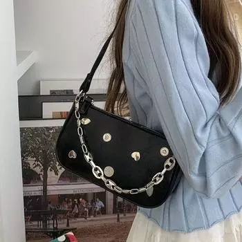 Корейская версия универсальной сумки под мышкой, новая летняя черная текстурная сумка-ниша, модная женская сумка через плечо на одно плечо, трендовая