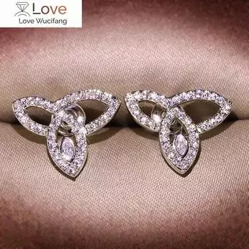 Корейская версия утонченного темперамента Simple Wild с белым цирконием Серьги-бантики Игольчатые милые сетчатые красные серьги