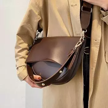 Корейская версия винтажная женская сумка через плечо новая тенденция модная широкополосная сумка легкая роскошная текстура премиум сумка через плечо