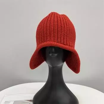 Корейская версия защитная шерстяная вязаная шапка для сохранения тепла осенью и зимой, литературная и художественная шапка Lei Feng 56-58cm красный