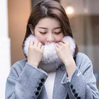 Корейская версия женского лисьего меха, плетеного эластичного мехового шарфа, шапки, повязки на голову двойного назначения, зимней повязки на голову из натурального меха, шарфа Below 60cm