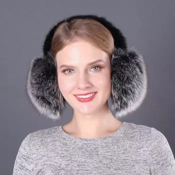 Корейская версия зимних теплых наушников из цельного меха лисы, норковая дужка, защитная сумка для ушей Mao Mao, теплая крышка для ушей Mao average size