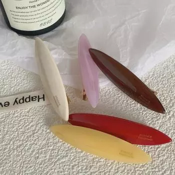 Корейская заколка для волос «Утконос» из ацетата с золотой этикеткой — французский ретро-стиль