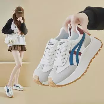 Корейская женская обувь для пап 2025: Кроссовки для бега на каждый день и спорта с толстой подошвой, увеличивающей рост (XFK851) 37 синий