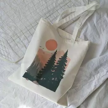 Корейская женская парусиновая сумка Ulzzang Harajuku Ins, повседневная модная сумка для покупок большой вместимости на молнии, винтажные сумки на плечо с героями мультфильмов 24*26cm