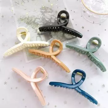 Корейские акриловые большие когти для волос для женщин и девочек, модные простые однотонные заколки для волос с крестиком, элегантные заколки, аксессуары для волос белый