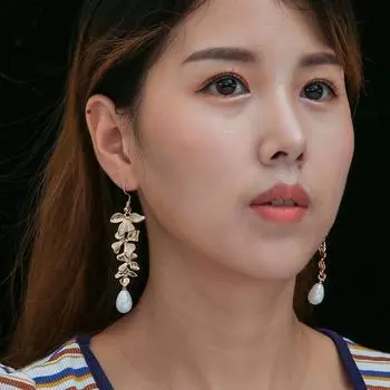 Корейские элегантные милые серьги-кольца с опаловым цветком для женщин и девочек, модные металлические круглые ювелирные изделия из букле д орей