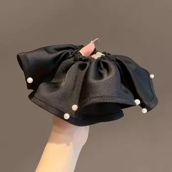 Корейские атласные резинки для волос скранчи с жемчугом, держатель для хвостика, большая эластичная резиновая веревка для волос для женщин, аксессуары для волос Size fits all