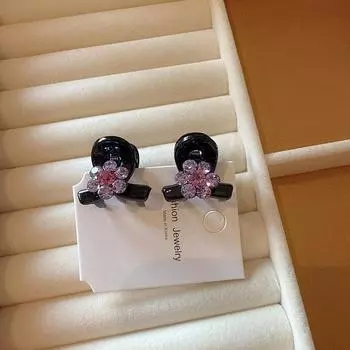 Корейские аксессуары для волос Темперамент Стразы Цветок Простой Маленький Зажим для захвата Сломанные волосы Челка на лбу Принцесса Головной убор Шпилька