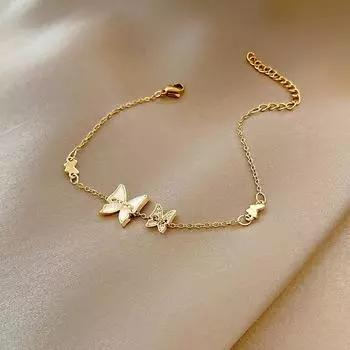 Корейские браслеты-бабочки для женщин, модные браслеты-бабочки из титановой стали, элегантные ювелирные изделия для вечеринок золотой