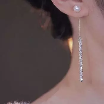 Корейские длинные серьги с кисточками и жемчугом для женщин, роскошные, полные 1Pair