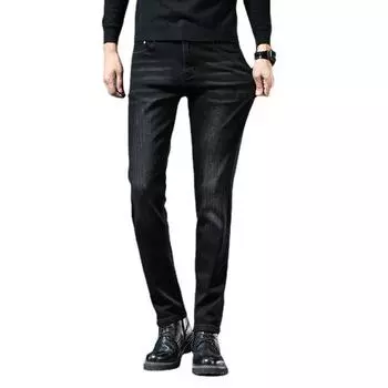 Корейские джинсы, осенние и зимние мужские эластичные узкие прямые брюки 28