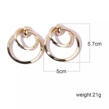 Корейские металлические элегантные серьги-кольца для женщин 2024 года, винтажные геометрические серьги, ювелирный подарок