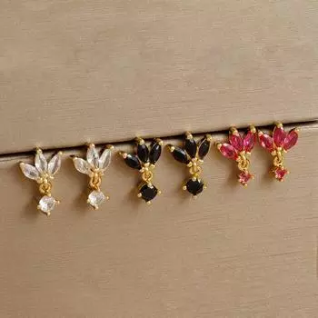 Корейские милые циркониевые маленькие серьги-гвоздики в форме бабочки для женщин, богемные серьги-гвоздики из нержавеющей стали, ювелирные изделия для свадебной вечеринки