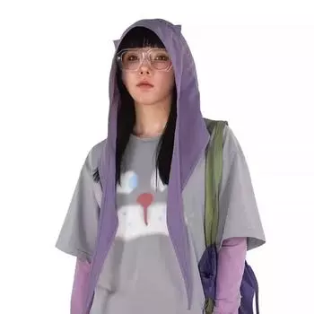 Корейские милые головные платки на ремне для женщин, летние дорожные солнцезащитные универсальные модные мультяшные наклейки, быстросохнущие шапочки 56-58cm фиолетовый