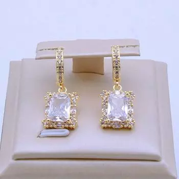 Корейские модные квадратные серьги-капли с цирконием для женщин, модные серьги золотого цвета, ювелирные изделия, свадебные аксессуары золотой