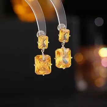 Корейские модные серьги-гвоздики с кубическим цирконием для женщин, висячие серьги с блестящими кристаллами и квадратным цирконием, роскошные ювелирные изделия розовый