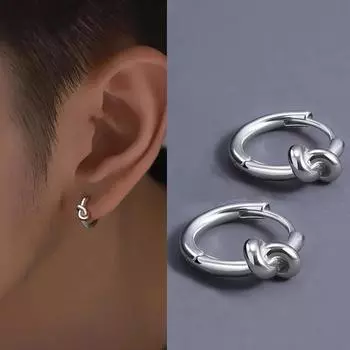 Корейские модные серьги с уникальным дизайном, нерегулярные завязанные серьги для подростков, маленький обруч в стиле панк, хип-хоп, мужские серьги, трендовые ювелирные изделия серебряный