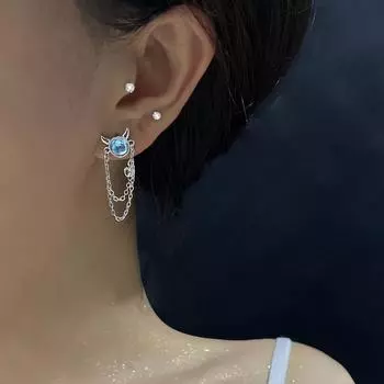 Корейские модные украшения лунный камень маленький дьявол кисточка серьги-подвески для женщин двухслойные длинные висячие серьги букле орей Femme