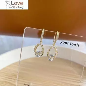 Корейские модные ювелирные изделия, изысканные серьги из настоящего золота 14 карат с цирконием класса ААА, щедрые серьги в форме капли воды для женщин на свадьбу белый