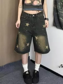 Корейские модные женские синие джинсовые шорты, женские джинсовые шорты с высокой талией Y2k, сексуальные шорты, офисные женские туфли 2000-х, эстетичная классика M синий
