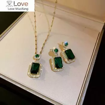 Корейские новые изысканные зеленые хрустальные геометрические серьги модные темпераментные универсальные серьги женские ювелирные изделия