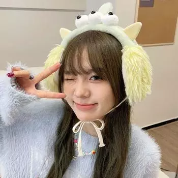 Корейские плюшевые наушники Y2k с завязками на ремешках, зимние ушные вкладыши, милые пушистые женские наушники зелёный