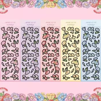 Корейские популярные наклейки «Петуния» Корейские лазерные милые мультяшные наклейки «Guca» для самостоятельного изготовления цветочных наклеек розовый