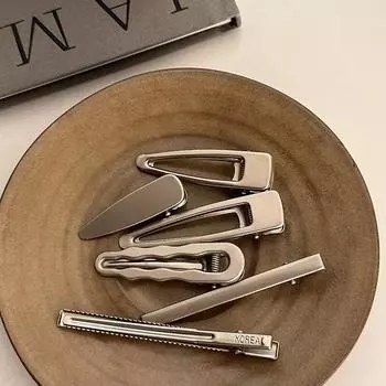 Корейские простые заколки для волос из сплава, модные металлические заколки с металлической челкой, боковые заколки для женщин и девочек, заколки в виде утконоса, соответствующие боковые заколки для волос