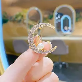 Корейские яркие звезды сверкающие бриллианты лунный жемчуг брошь модный дизайн Sense Pin аксессуары темперамент персонализированные аксессуары