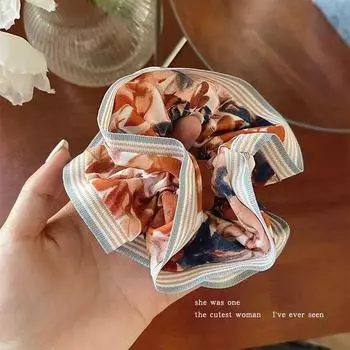 Корейские резинки для волос с цветочным принтом, модная повязка на голову, резинка для волос для держателя хвоста, эластичная резинка для волос, милые резинки для волос, аксессуары для волос