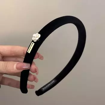 Корейские роскошные повязки на голову со стразами из циркона для женщин, женские бархатные черные жемчужные повязки для волос, обручи для волос для макияжа, аксессуары для волос