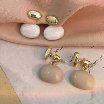 Корейские серьги-капли в форме овальных бобов с узором Майяра для женщин — уникальный дизайн для двух ношений осень/зима