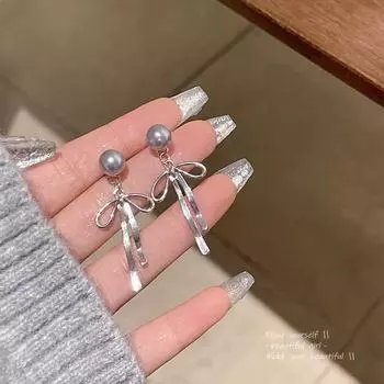 Корейские серьги-кисточки из серебра 925 пробы: Двусторонний стиль, элегантный и современный дизайн A1396 серебряный