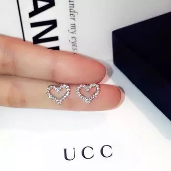 Корейские серьги S925 Серебряный цвет Сердце Блестящий Циркон Камень Серьги-гвоздики Для Женщин Модные Ювелирные Изделия Тенденции розового золота