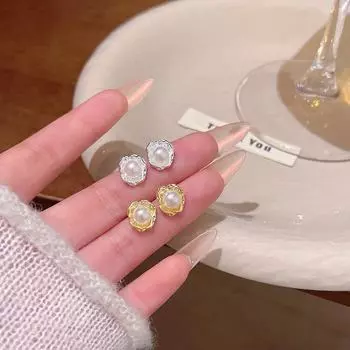 Корейские серьги с нерегулярным сгибом из металла в стиле барокко для женщин A2128 золотой