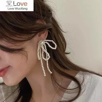 Корейские серьги с жемчужным узлом, большие, новые ювелирные изделия, серьги-подвески, длинный дизайн