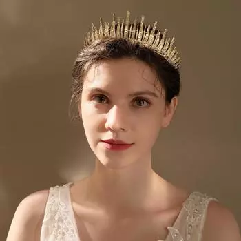 Корейские свадебные аксессуары для волос, ретро-корона королевы, высококачественный головной убор из сплава и страз, студийное фото, свадебная корона феи