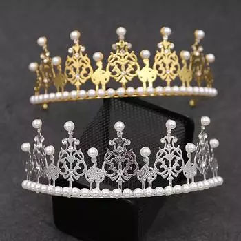 Корейские свадебные украшения, детская корона, жемчужный торт, корона, украшение для выпечки, головной убор