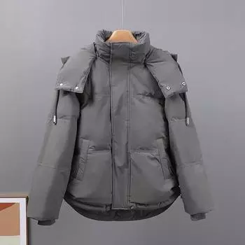 Корейские свободные парки с капюшоном, женская модная нашивка с длинным рукавом, утепленное хлопковое пальто для женщин, теплая верхняя одежда, зимние куртки женские S чёрный