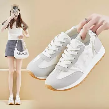 Корейские трендовые женские кроссовки Forrest Gump 2025 года: Дышащие повседневные кроссовки для студентов, летняя версия (JCF-205). 35 бежевый