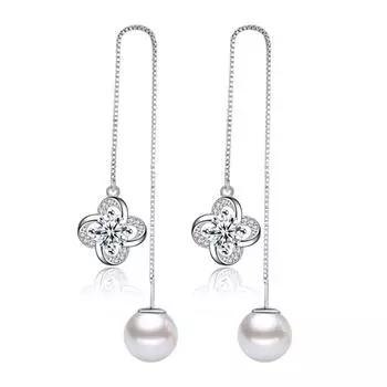 Корейские украшения для ушей, женские, простые серьги, серьги серебряные аксессуары Lucky Leaf Grass Eternal Flower Language Earline