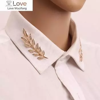 Корейские ювелирные изделия Ветер Ретро Дерево Мужчины И Женщины Универсальная Брошь Лист Рубашка Костюм Воротник Оптовая Продажа Булавки И Броши Булавка На Лацкане золотой